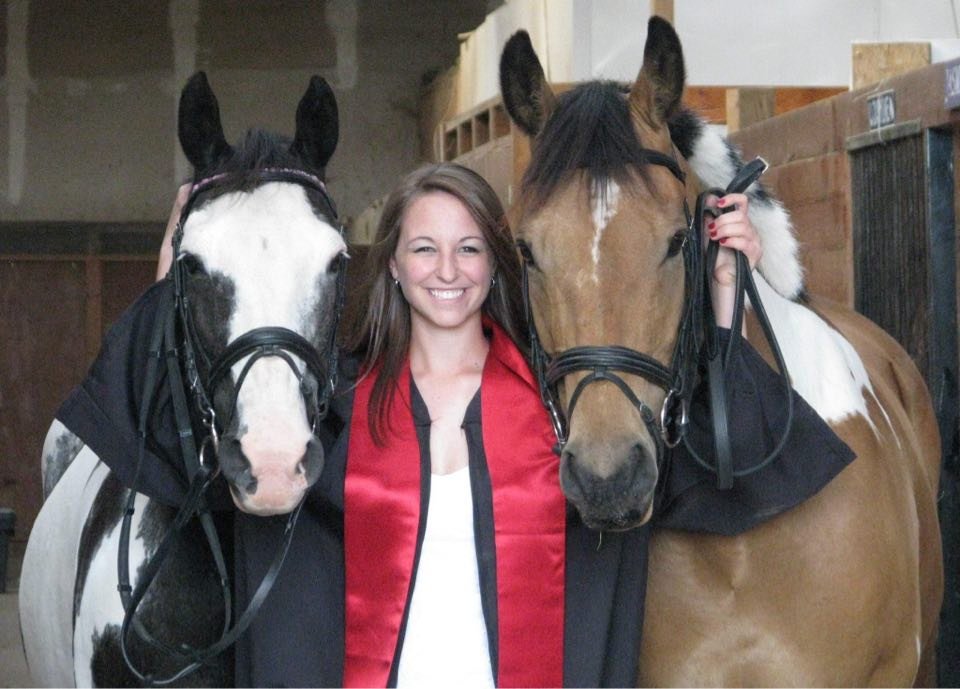 Michelle of Michelle's Custom Keepsakes with her horses Sketch and Koda