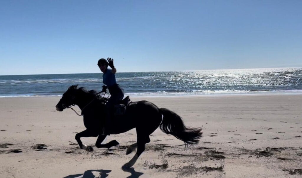 Stacey Adams on equestrian vacation in Wales